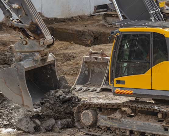 Professional excavation services for foundation digging, leveling and site preparation.