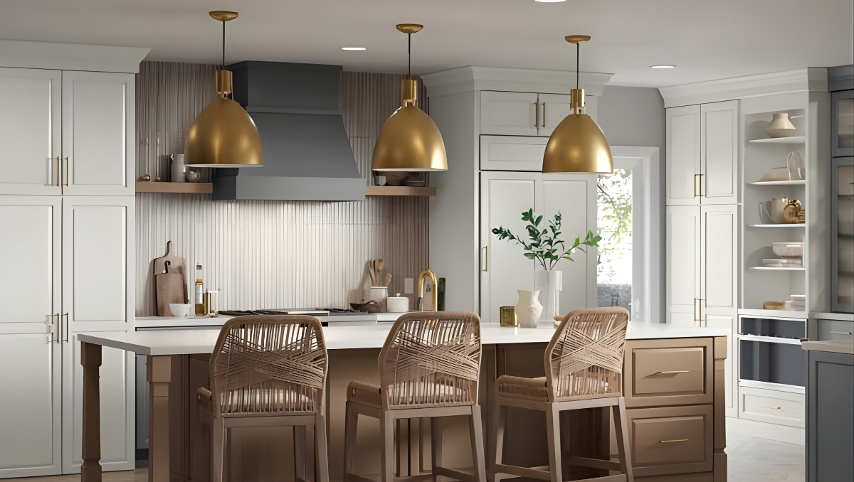 Modern kitchen remodel featuring large island seating, pendant lighting, and custom cabinetry designed for functional kitchen layout