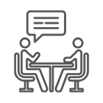 In-person construction job interview icon with BCO Construction team