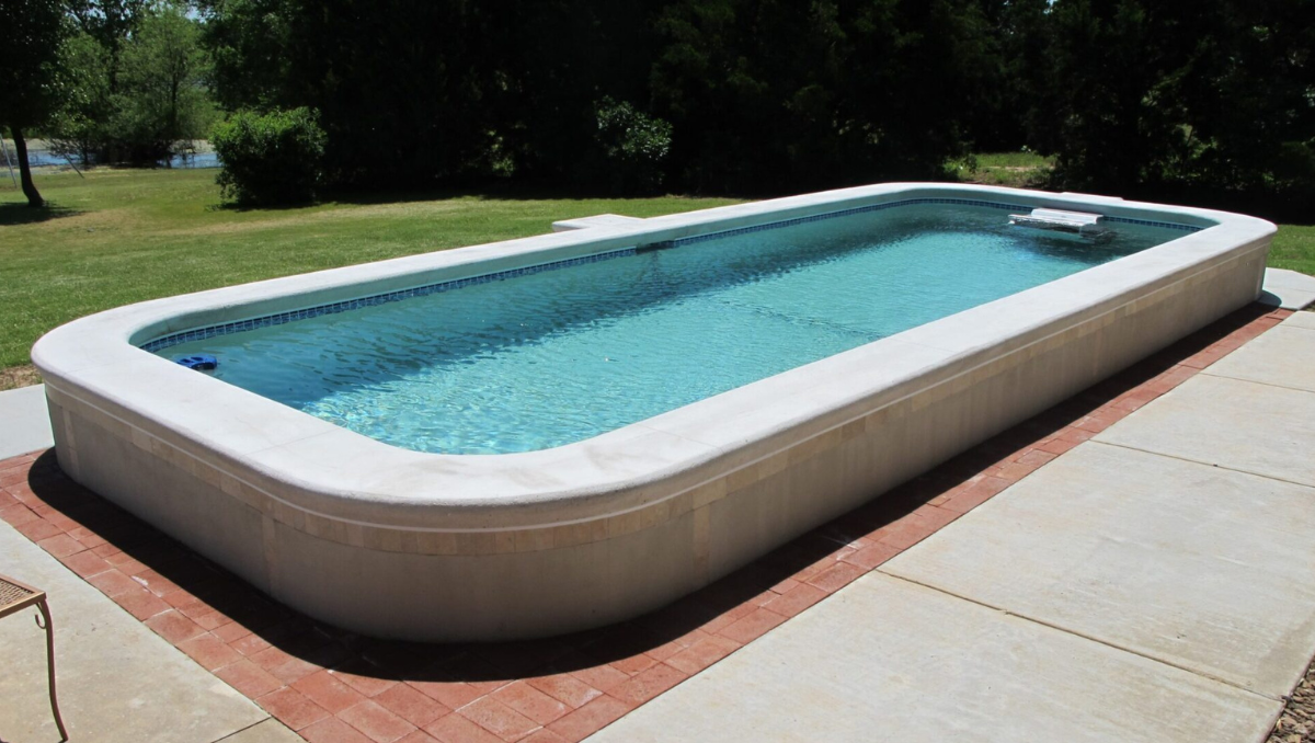 Modern finished ICF swimming pool designed for energy efficiency and durability on the Eastern Shore